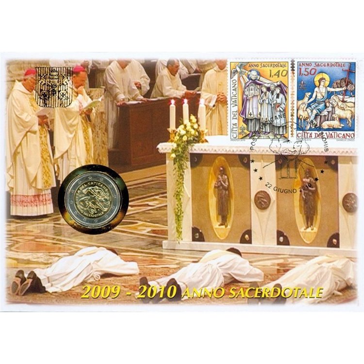 VATICAN 2010 Year of the Priest, philatelic-numismatic cover