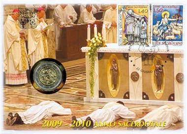 VATICAN 2010 Year of the Priest, philatelic-numismatic cover