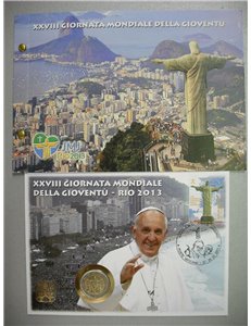 VATICANO 2013 Giornata mondiale della gioventù, busta filatelico-numismatica