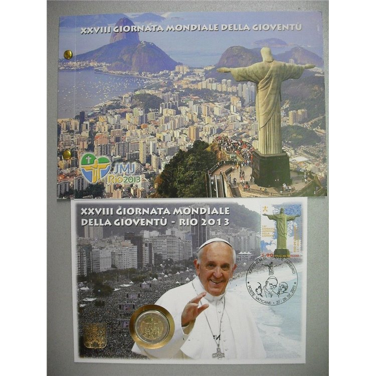 VATICANO 2013 Giornata mondiale della gioventù, busta filatelico-numismatica