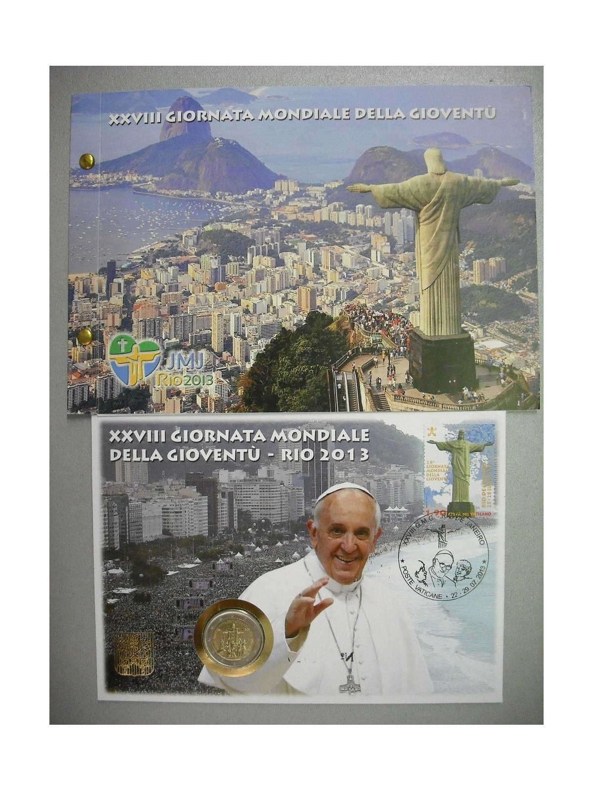 VATICANO 2013 Giornata mondiale della gioventù, busta filatelico-numismatica