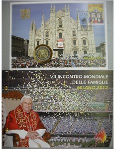 VATICANO 2012 Incontro mondiale delle famiglie, busta filatelico-numismatica