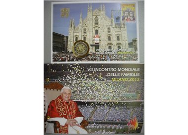 VATICANO 2012 Incontro mondiale delle famiglie, busta filatelico-numismatica