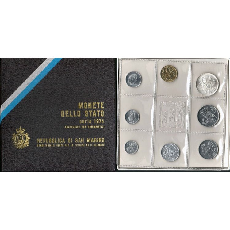SAN MARINO 1974 Divisional Set of 8 Coins UNC