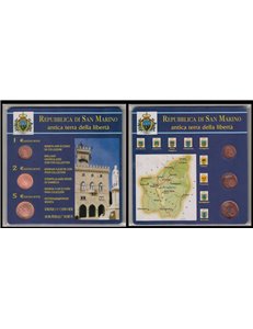 SAN MARINO 2004 Ancient Land of Liberty, mini divisional set 1, 2 and 5 cents