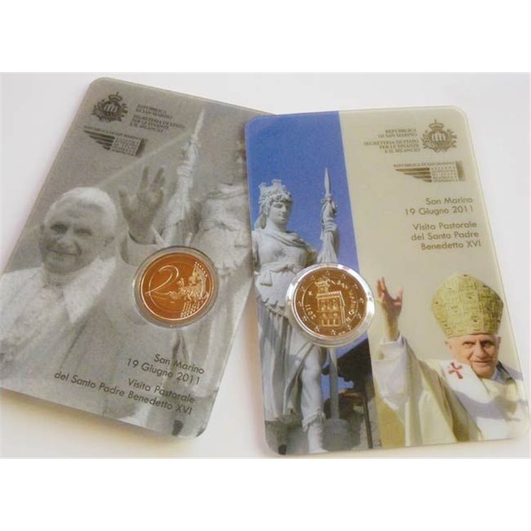 SAN MARINO 2011 Visita a San Marino del Santo Padre Benedetto XVI, 2 euro FDC