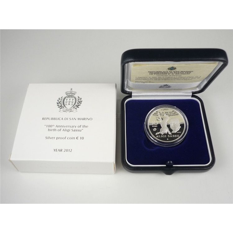 SAN MARINO 2012 Moneta 10€ in argento proof dedicata ad Aligi Sassu