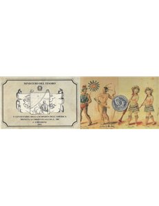 ITALIA 1992 Scoperta dell'America, Moneta £ 500 in argento FDC
