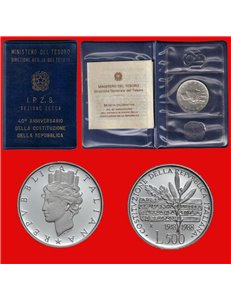 ITALIA 1988 Anniversario Costituzione, Moneta £ 500 in argento FDC