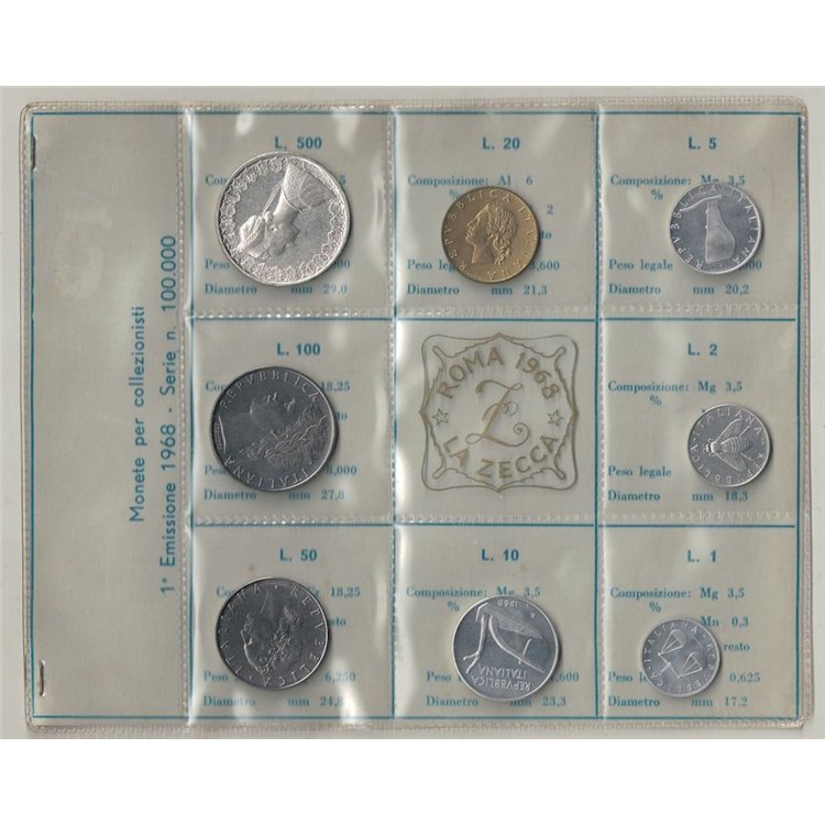 ITALIA 1968 Serie Divisionale 8 Monete FDC