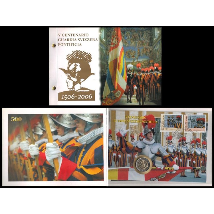 VATICANO 2006 Guardia Svizzera Pontificia, busta filatelico-numismatica
