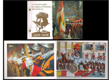 VATICAN 2006 Pontifical Swiss Guard, philatelic-numismatic cover