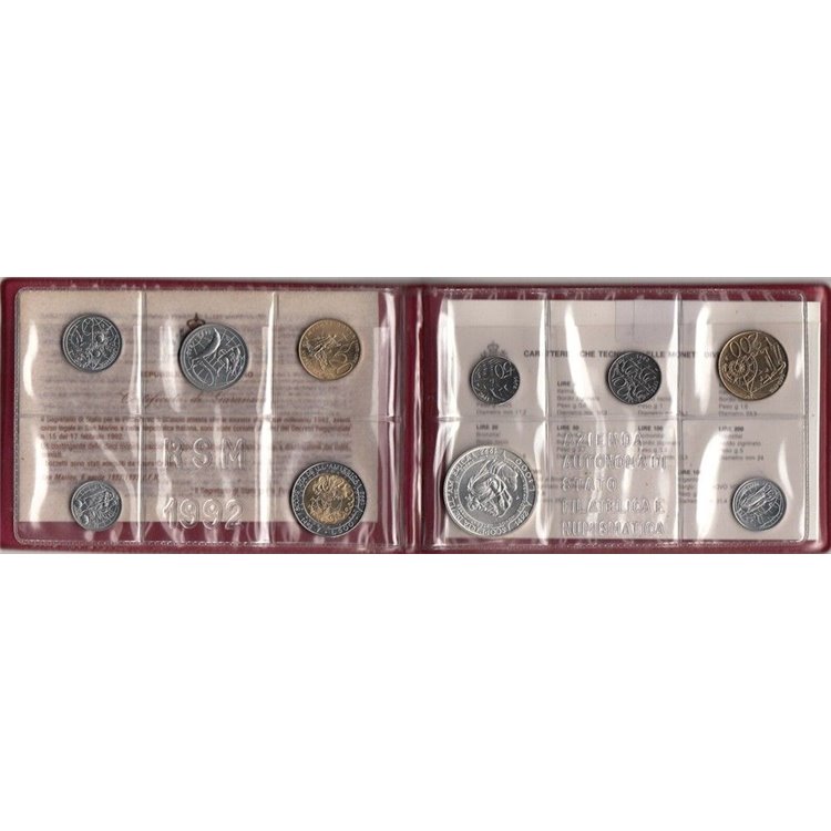 SAN MARINO 1992 Divisional Set of 10 Coins UNC