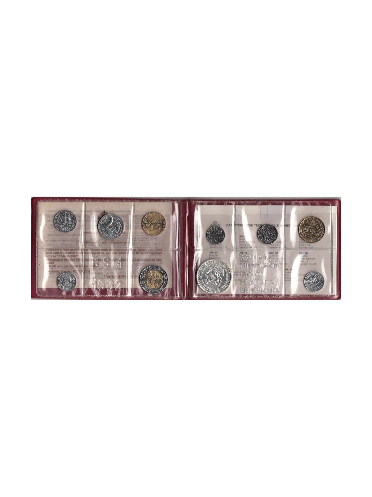 SAN MARINO 1992 Serie Divisionale 10 Monete FDC