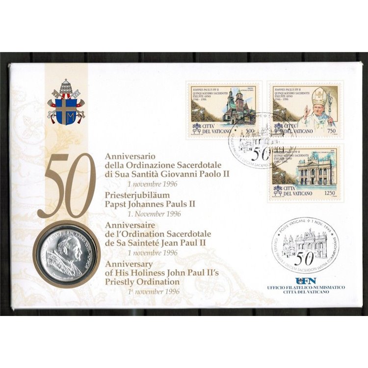 VATICAN 1996 ANNIVERSARY OF THE PRIESTLY HISTORY OF JOHN PAUL II £500 UNC