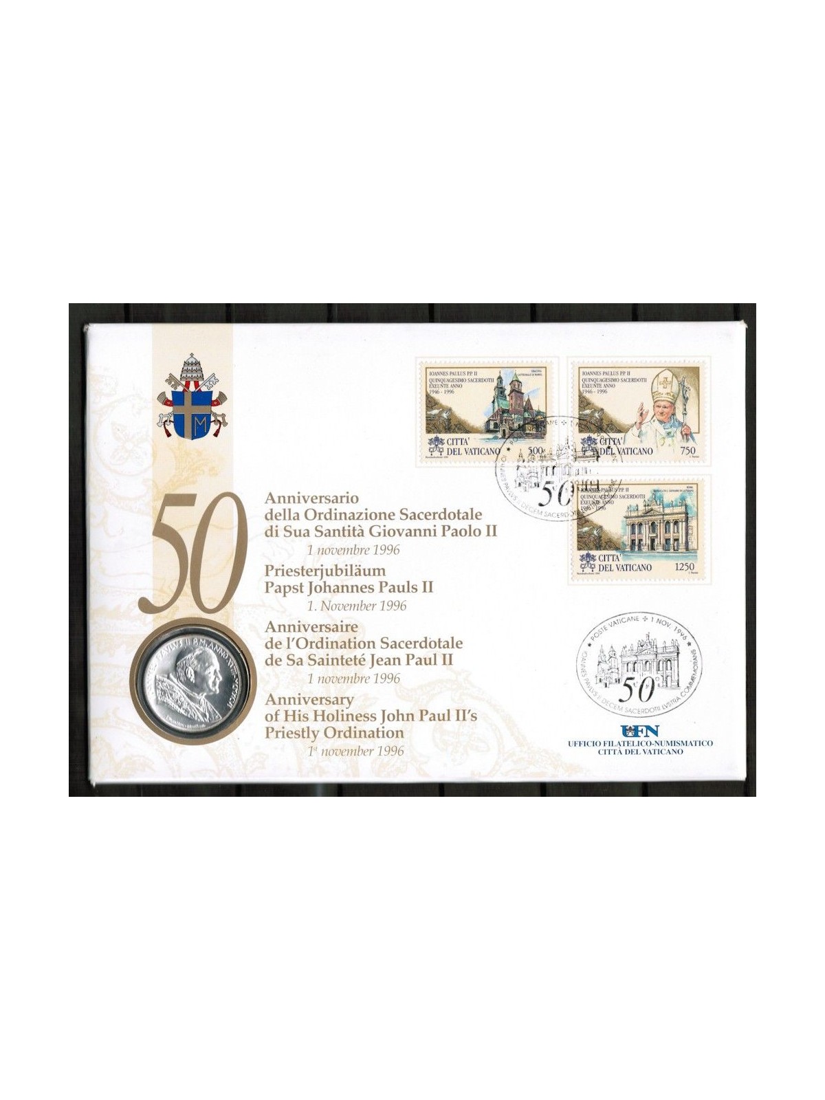 VATICAN 1996 ANNIVERSARY OF THE PRIESTLY HISTORY OF JOHN PAUL II £500 UNC