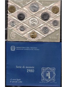 ITALIA Divisionale anno 1980 con 500 LIRE CARAVELLE FDC SET zecca perfetto