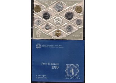 ITALIA Divisionale anno 1980 con 500 LIRE CARAVELLE FDC SET zecca perfetto