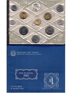 ITALY DIVISIONAL SET 1981 500L SILVER 11 COINS UNC - Perfect