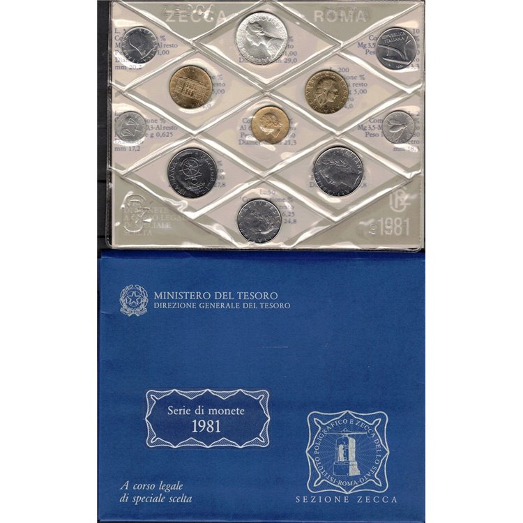 ITALIA DIVISIONALE 1981 500L. ARGENTO 11 MONETE FDC - Perfetto