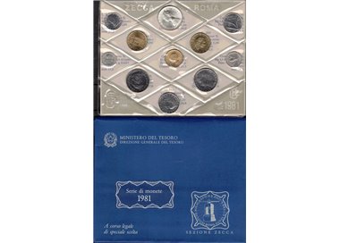 ITALY DIVISIONAL SET 1981 500L SILVER 11 COINS UNC - Perfect