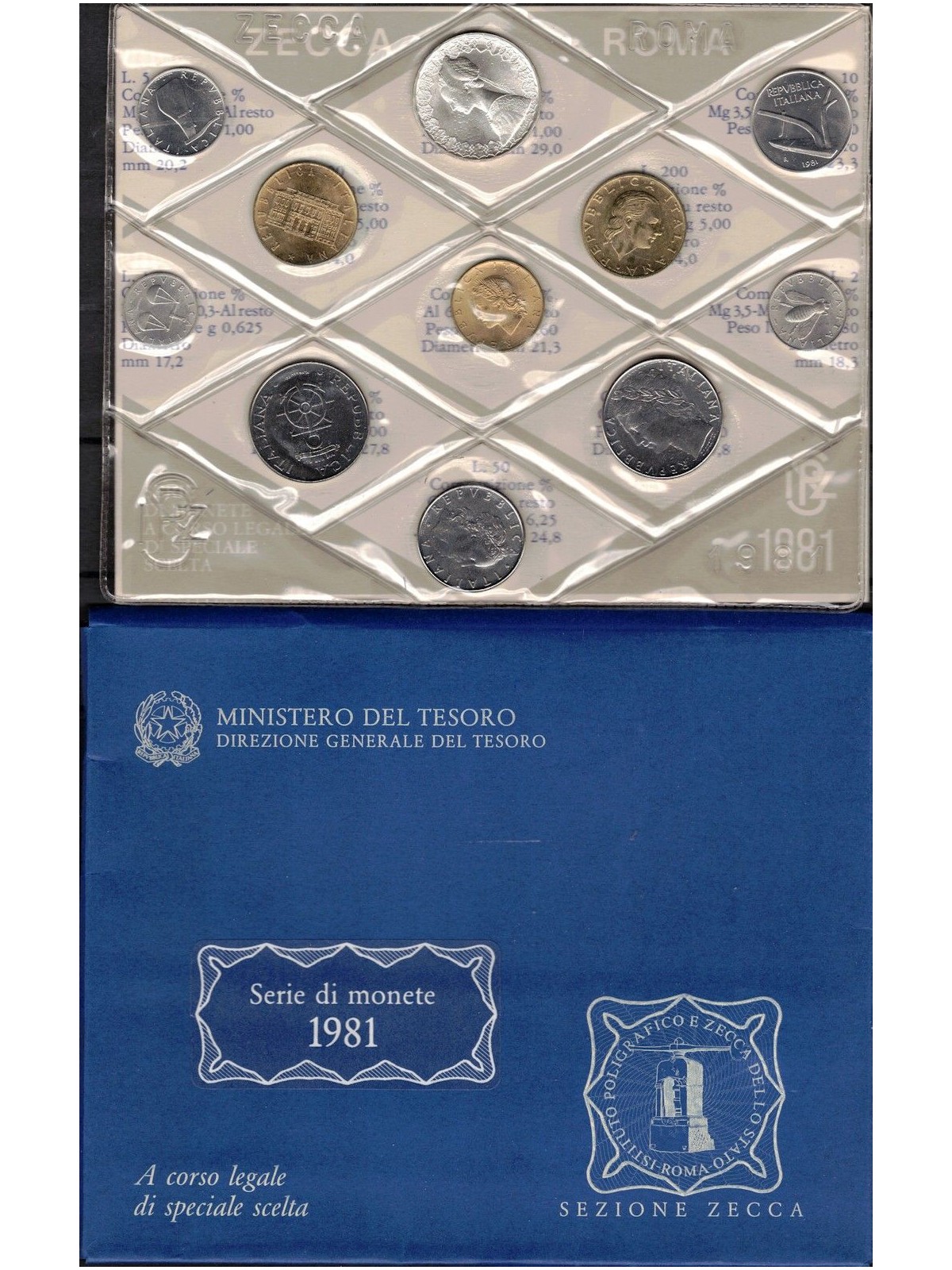 ITALIA DIVISIONALE 1981 500L. ARGENTO 11 MONETE FDC - Perfetto