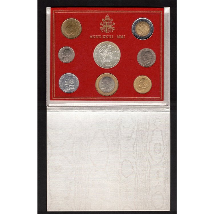 VATICAN 2001 THE LIRA THROUGH THE COINS OF THE POPES UNC