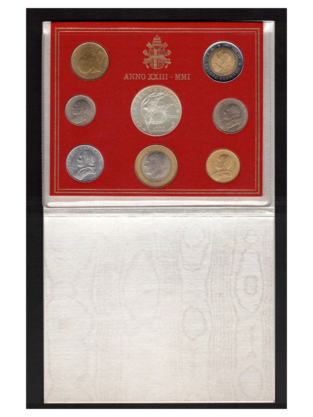 VATICAN 2001 THE LIRA THROUGH THE COINS OF THE POPES UNC