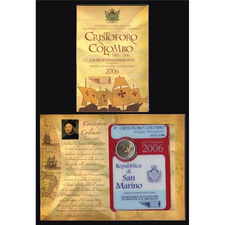 SAN MARINO 2006 € 2,00 CRISTOFORO COLOMBO FDC