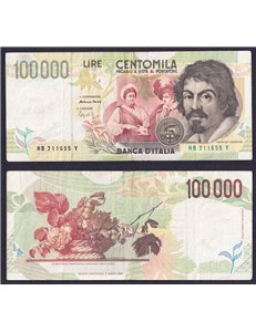 ITALIA 1994 Banconota £ 100.000 Caravaggio (circolata)