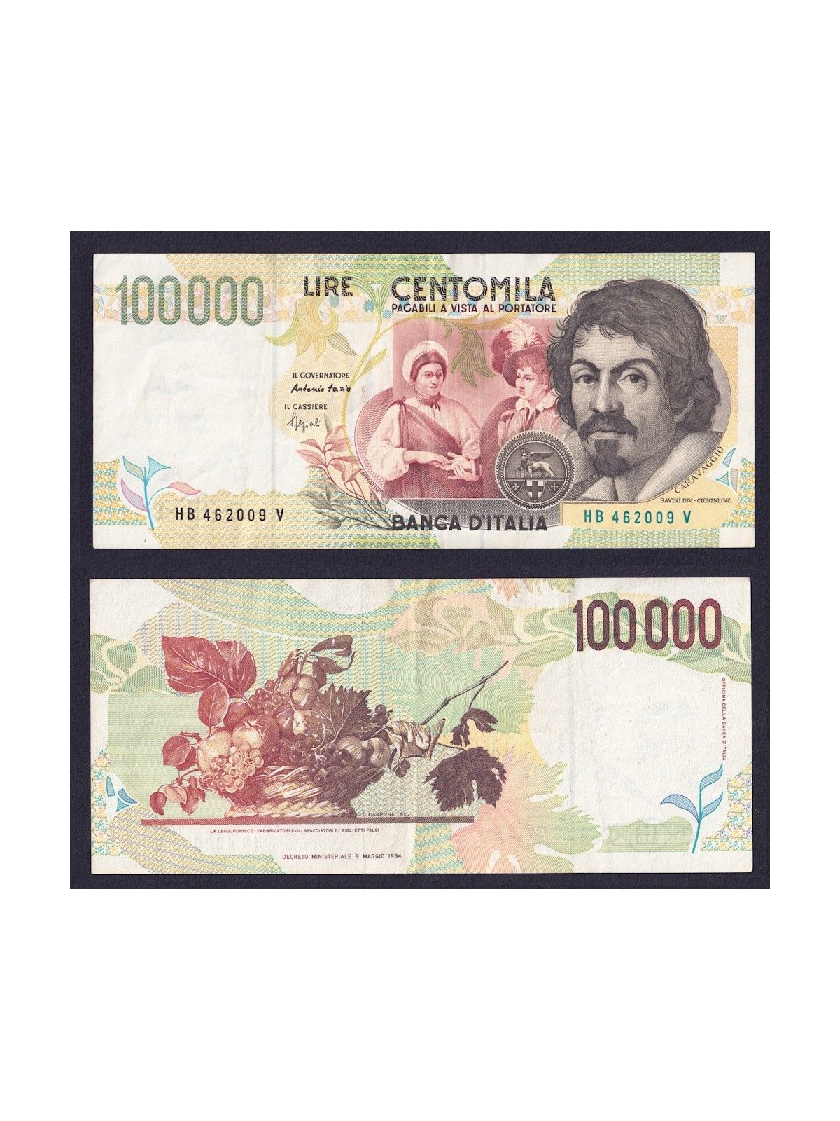ITALIA 1994 Banconota £ 100.000 Caravaggio (circolata) (2)