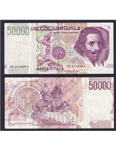ITALIA 1992 Banconota £ 50.000 Bernini (circolata)