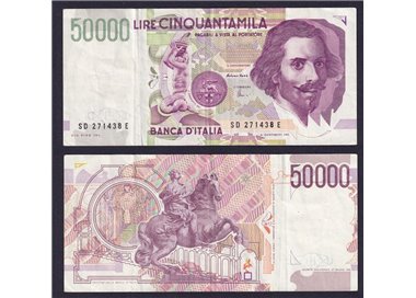 ITALIA 1992 Banconota £ 50.000 Bernini (circolata)