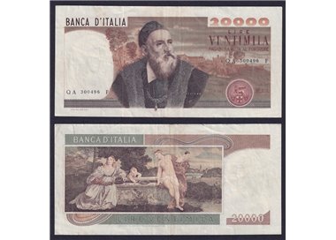 ITALIA 1975 Banconota £ 20.000 Tiziano (circolata)