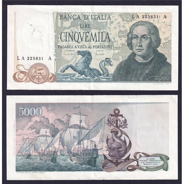 ITALY 1971 £5,000 Colombo Banknote (circulated)