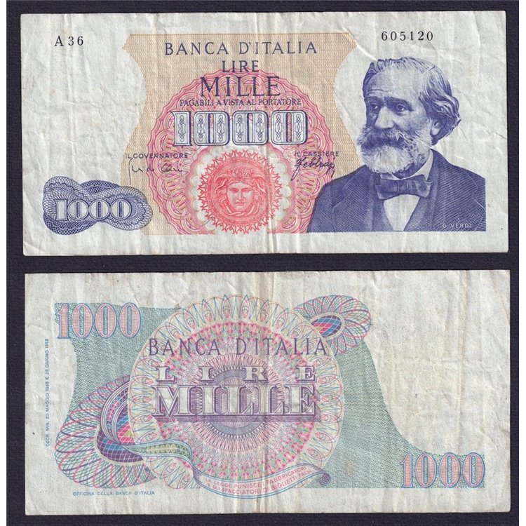 ITALIA 1966 Banconota £ 1.000 Verdi (circolata)