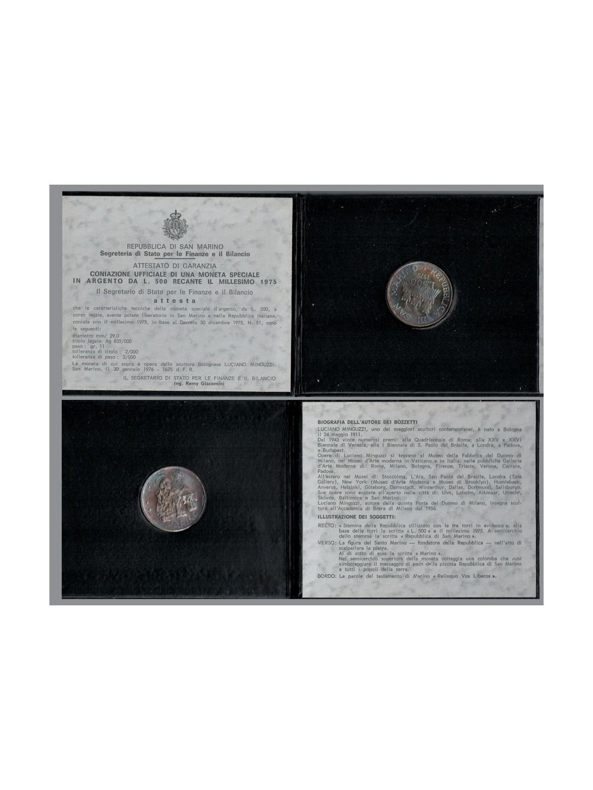 SAN MARINO 1975 Stonecutter, £500 silver coin UNC
