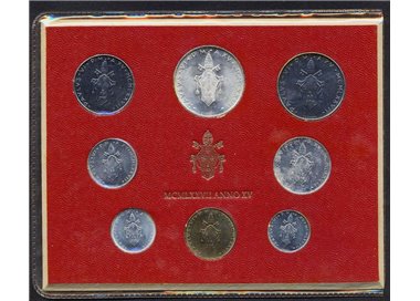 VATICANO 1977 Paolo VI anno XV, 8 monete FDC