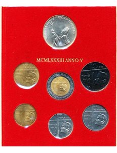 VATICANO 1983 Giovanni Paolo II anno V, 7 monete FDC