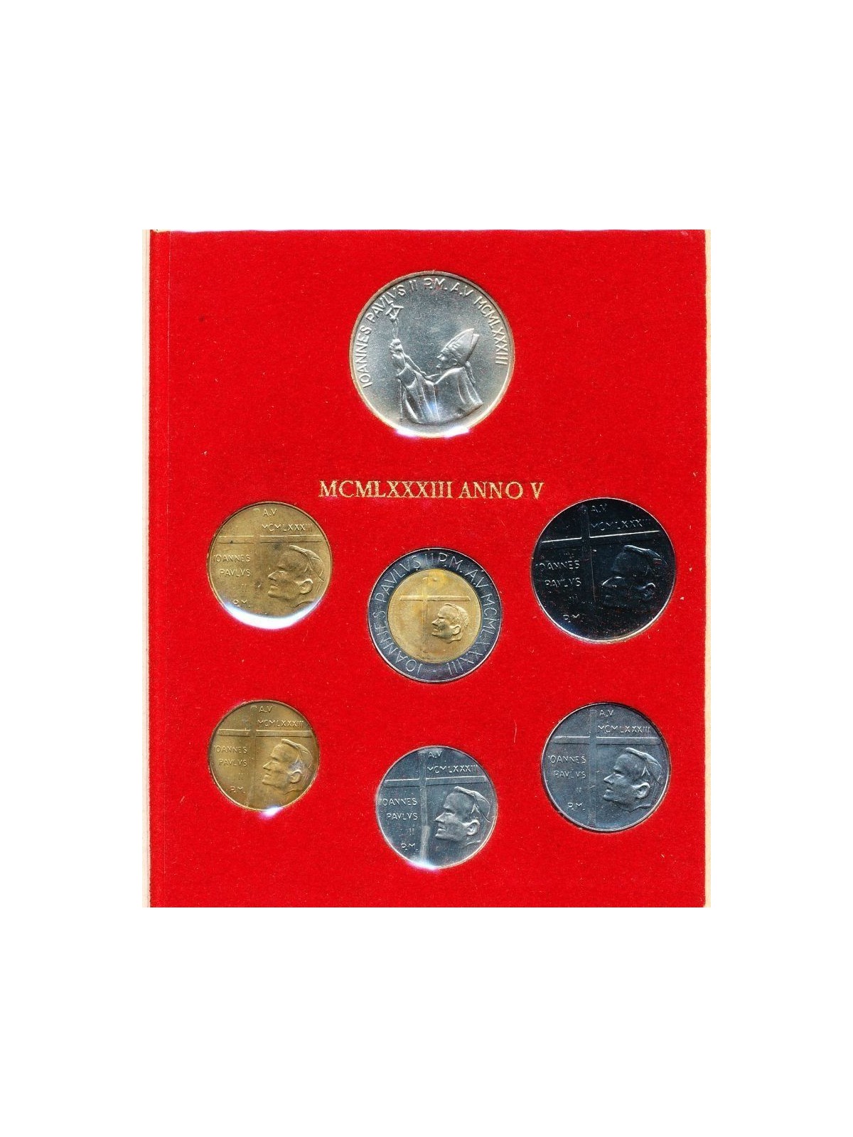 VATICANO 1983 Giovanni Paolo II anno V, 7 monete FDC