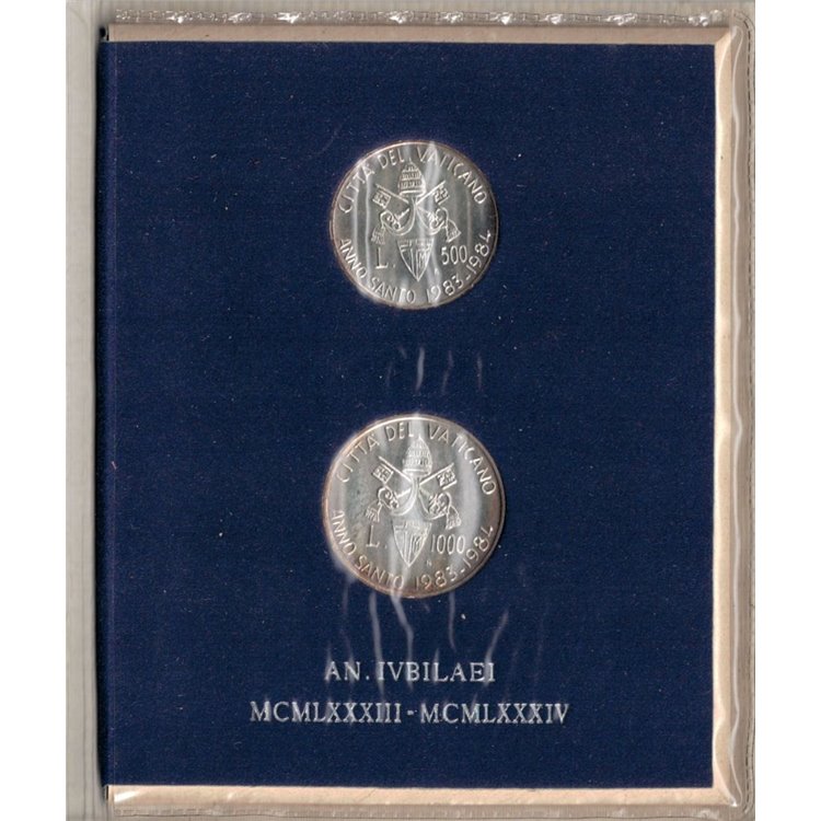 VATICAN 1983-84 Holy Year, 2 silver coins UNC