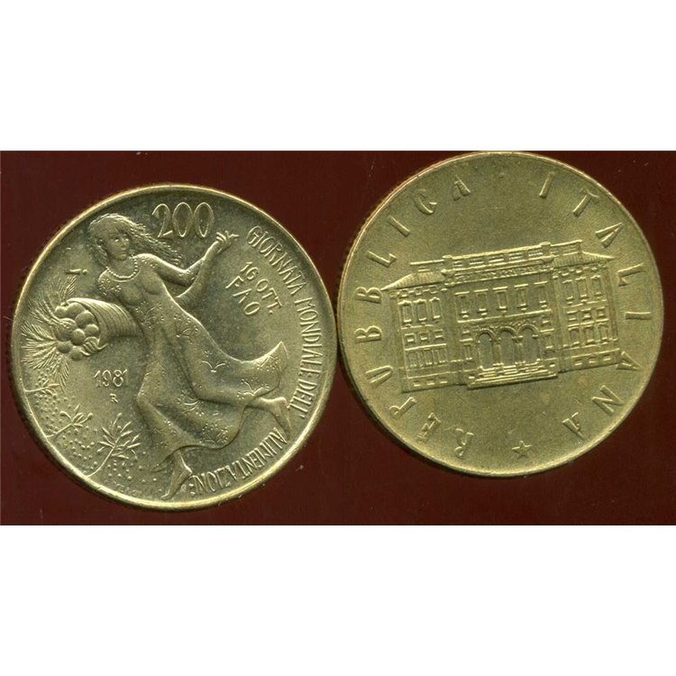 ITALY 1981 FAO, Villa Lubin, £200 coin UNC