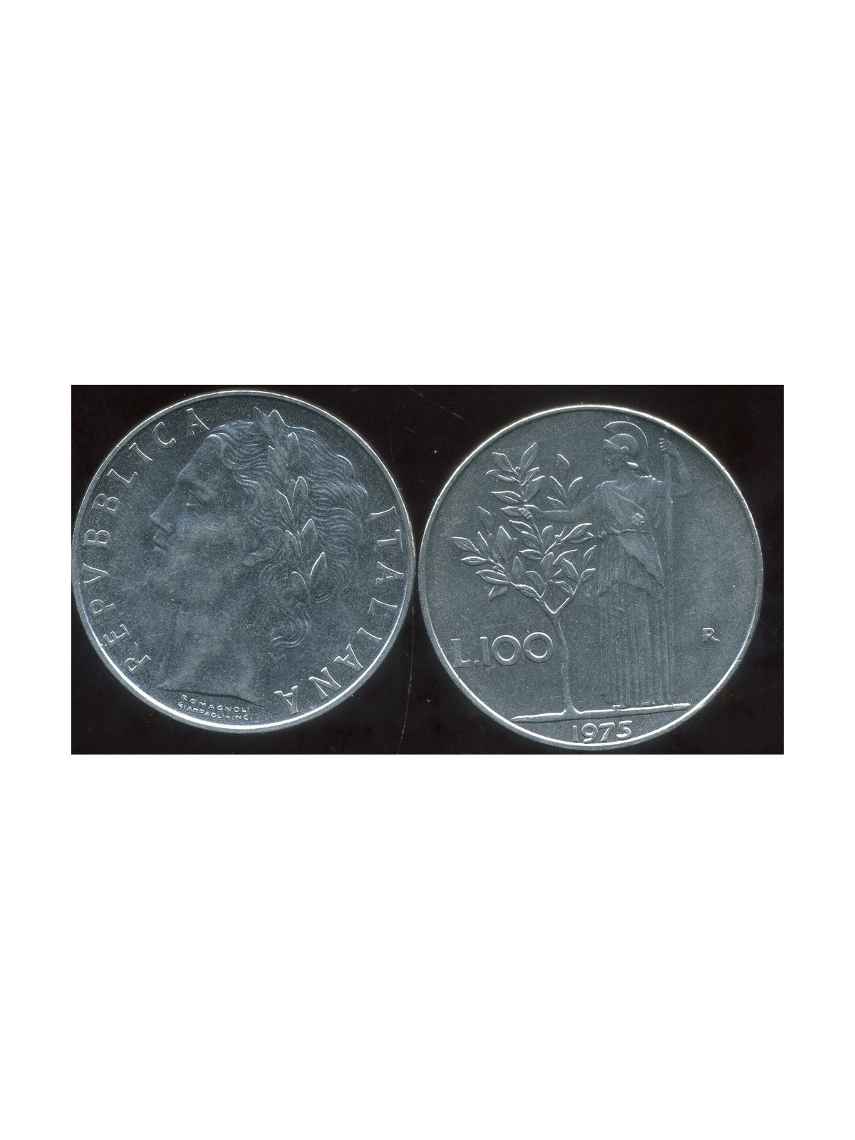 ITALIA 1975 Minerva, moneta £ 100 FDC