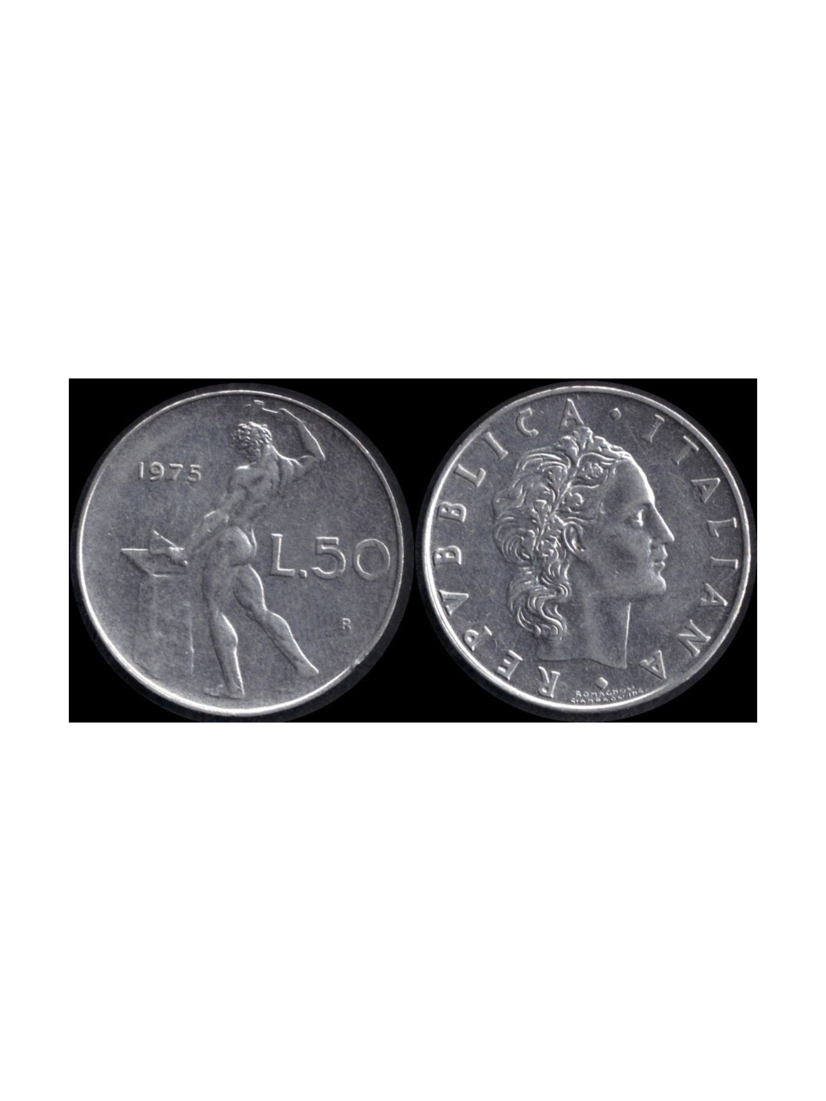 ITALY 1975 Vulcano, £50 coin UNC