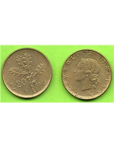 ITALIA 1975 Ramo di quercia, moneta £ 20 FDC Unc