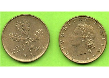 ITALIA 1975 Ramo di quercia, moneta £ 20 FDC Unc