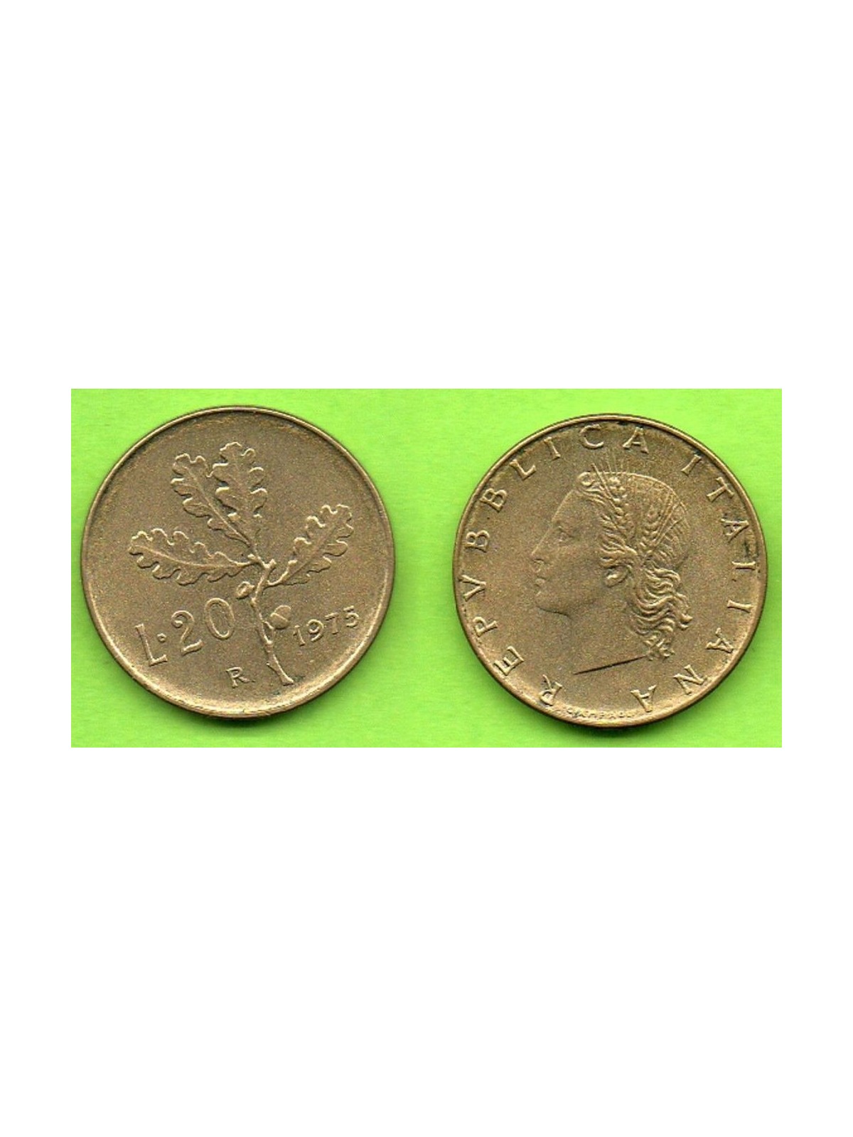 ITALY 1975 Oak branch, £20 coin FDC Unc