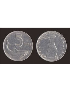 ITALY 1968 Dolphin, £5 coin UNC