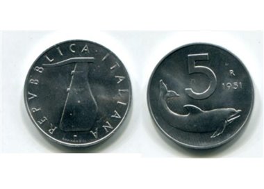 ITALIA 1971 Delfino, moneta £ 5 FDC Unc