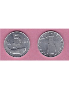 ITALY 1972 Dolphin, £5 coin UNC